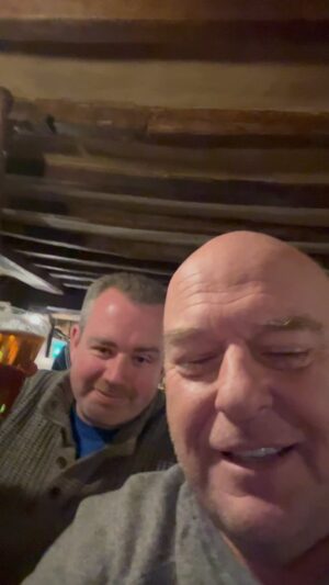 Dean Norris Instagram - Must be in England at the oldest pub in the UK. Perfect ale drinking night. Thanks Fighting Cocks pub