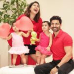 Debina Bonnerjee Instagram - You see those two little girls that’s our heart beating outside our body!!! Valentines from now on is a group of four in love with each-other for infinity ♾️🥰❤️✨🧿 #HappyValentinesDay from us to you all even the ones who are amazingly single and loving life to the fullest 😉