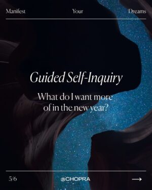 Deepak Chopra Instagram - Manifest the year of your dreams. Share your intentions below. 🙏🏾

Use these questions to reflect on this past year and gain insights into your deepest desires and greater vision for your life. 

Remember, energy flows where attention goes... as you set intentions for 2024, focus on what’s truly important to you, let go of external pressure or validations, and frame your intention in the positive, present tense. 

If you are ready to go further, you may join Chopra's Explore and Restore well-being voyages at sea for an extraordinary journey of self-discovery, in partnership with @swanhelleniccruises. 

Discover how to align your life with purpose at a 2024 destination retreat. 💞 Receive 15% off with promo code CHOPRA15 through 12/31. You may learn more by clicking the link in my bio — then scroll down to "Chopra Explore and Restore."