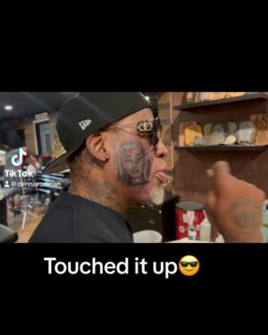 Dennis Rodman Instagram - Looking Good Yes Sirrr👍🏾Touched it up WHY NOT 🙀🤷🏾‍♂️ #facetattoo