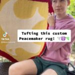 Devin Druid Instagram - tufting this custom Peacemaker rug!
