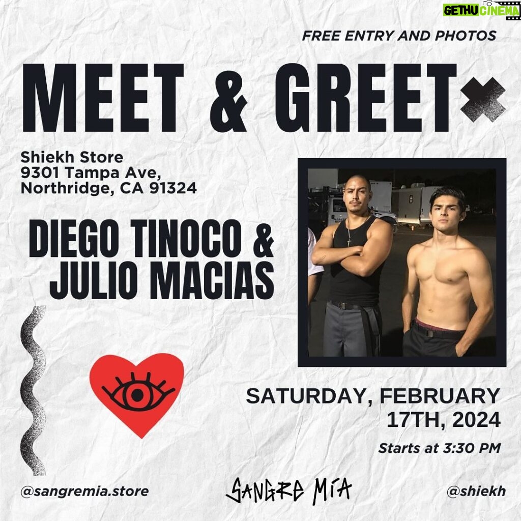Diego Tinoco Instagram - Come meet your favorite TV brothers next Saturday! Tag your besties and bring your high socks 🤝🏽😂
