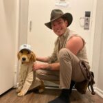 Dominic Sherwood Instagram - Indy and his buddy! Be safe everyone. Happy Halloween. Ps. Dan hates this so the costume came of immediately after the photo.