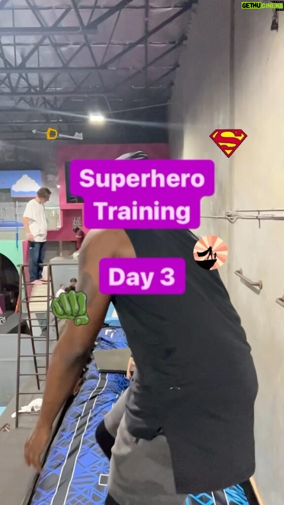 Dominique Barrett Instagram - Superhero training day 3 @kingvadervstheworld Getting comfortable being in the air 🗣🔥 & also learning to be more confident with flipping. If you think your gonna fall ... well 9 out of 10 that will happen 🤣 I’m learning to be confident with what I’ve been taught & to visualize in my mind succeeding & then execute. Those who say they can & those who say they can’t are both usually right . Next I’m flipping on the ground . 🤝🥂🗣🤣