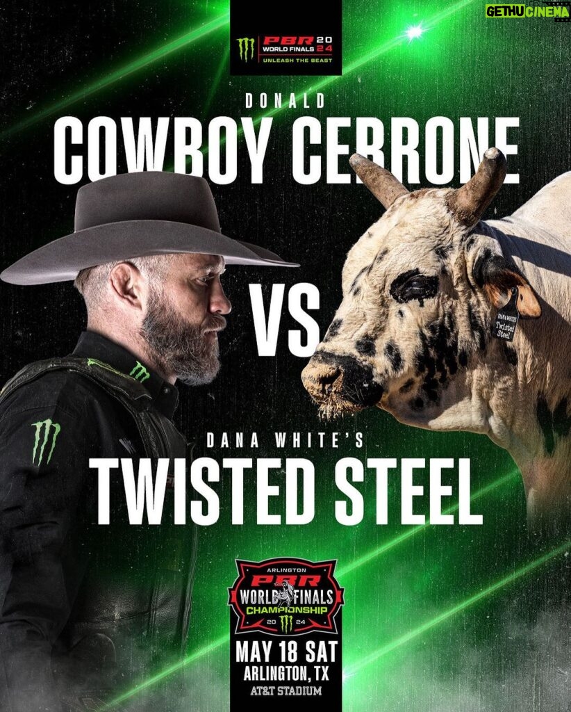 Donald Cerrone Instagram - The fight that guarantees a TKO! Cowboy Cerrone will take his shot at 8 seconds aboard Dana White’s Twisted Steel at the PBR World Finals Championship on May 18th inside AT&T Stadium.