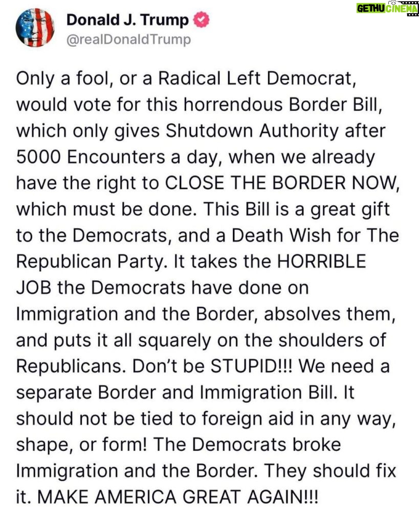 Donald Trump Jr. Instagram - He ain’t wrong. Republicans, and other sane Americans, need new leadership in the United States Senate. The McConnell Lankford bill we’re seeing shows that the Democrats are pushing legislation, totally unopposed by GOP leadership. They are totally emboldened and are putting forward things they would have never even dreamed of when we had confident leadership. This Republican weakness will be exploited until we put it into it. It must stop now!!!