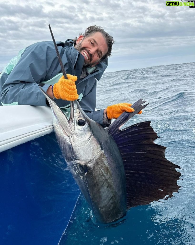 Donald Trump Jr. Instagram - We made it work today. We were the only ones dumb enough to go out and brave the wind and swell but you’re never going to catch them if you stay home. Great time with @blacktiph breaking in my new @connley_fishing rod setups. @fieldethos @fieldethoswaterman