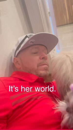 Donnie Wahlberg Instagram - Happy #ShihTzunday from me and this little cutie! Yeah, she kind of runs things. 😉😘❤️🙏🏼😂🐾🐶 
#dogdad #shihtzulovers #shihtzu #Guccini #barbie #barbiegirl