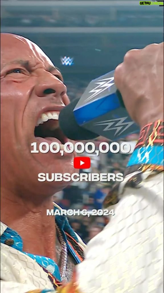 Dwayne Johnson Instagram - 100 MILLION YOUTUBE SUBSCRIBERS! 👏🏾👏🏾 Only the 10th channel globally to ever do so! Helluva milestone that deserves the well earned flowers of recognition 💐🌍 Hyped to see this growth, and much more exciting and expansive work is ahead of us. Congratulations to our hardworking superstars, staff, and crew. The jabroni beating, pie eating, trail blazing, eyebrow raising, downin’ Teremanas at the pubs, sayin’ f**k off you crybabies with a hundred million subs. ~ the people’s champ #directoroftheboard @wwe @tkogrp