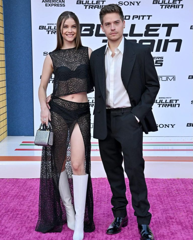 Dylan Sprouse Instagram - @realbarbarapalvin and I at the #bullettrainmovie premier. A really fun time, great summer action flick, just in time for the bday. Brad Pitt is the 🐐 as per usual Los Angeles, California