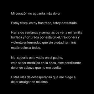 Edgar Ramírez Instagram - Te ruego que por favor leas con detenimiento este post y deslices hasta el final 🙏🏽. Es lo más doloroso y lo más íntimo que he tenido que publicar en mi vida, pero creo que es muy importante compartirlo. Por momentos siento que es una pesadilla de la que me voy a despertar, pero sé que no lo es. Que es tan real como el aire que en este momento me cuesta respirar. Junto a este post hay una entrevista que tuve con el Dr. Anthony Fauci, Asesor Médico Jefe del Presidente de los Estados Unidos, en la cual discutimos información vital sobre cómo enfrentar el COVID 19 y la imperiosa necesidad de vacunarnos, quienes tenemos la suerte de acceder a una vacuna. Nadie que tenga acceso a una vacuna deber morir de COVID 19. Por favor lee esta información, ve la entrevista y compártela. 
Muchísimas gracias, 
Edgar