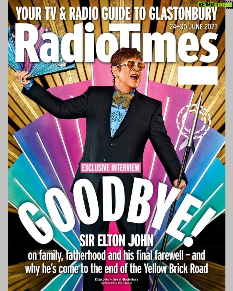 Elton John Instagram - Thank you @radiotimes for speaking with me ahead of Glastonbury Festival this weekend! This is going to be one special performance and I can’t wait to take to the Pyramid Stage on Sunday…not long now, Worthy Farm 🚀