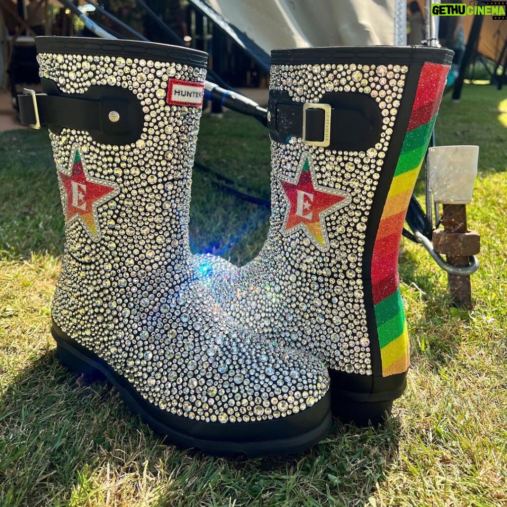 Elton John Instagram - Now my wardrobe is complete! Thank you @hunterboots for these one-of-a-kind wellies ✨ Watch out Glasto - here I come! Glastonbury Festival