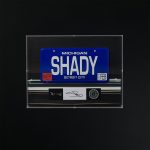 Eminem Instagram – The Slim Shady LP 25th anniversary capsule hits the store this week. Featuring limited edition collectibles like the Shady License Plate Shadowbox signed by me, and The Real Slim Shady T-shirt Pack (blood not included). Get first access – link in bio