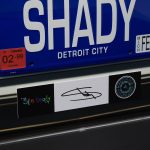 Eminem Instagram – The Slim Shady LP 25th anniversary capsule hits the store this week. Featuring limited edition collectibles like the Shady License Plate Shadowbox signed by me, and The Real Slim Shady T-shirt Pack (blood not included). Get first access – link in bio