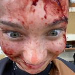 Emma Myers Instagram - just a wee bit bloody (don’t leave your contacts in when there’s blood rain)