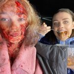 Emma Myers Instagram - just a wee bit bloody (don’t leave your contacts in when there’s blood rain)