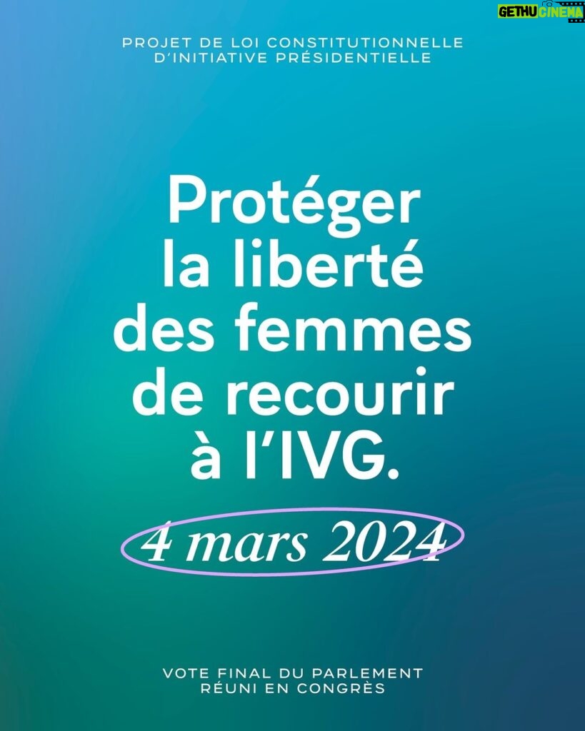 Emmanuel Macron Instagram - Je me suis engagé à rendre irréversible la liberté des femmes de recourir à l’IVG en l’inscrivant dans la Constitution. Après l’Assemblée nationale, le Sénat fait un pas décisif dont je me félicite. Pour le vote final, je convoquerai le Parlement en Congrès le 4 mars.