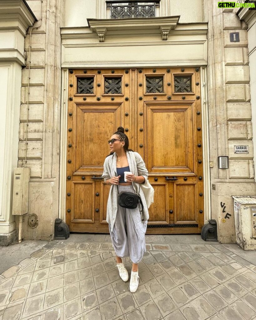 Emmy Raver-Lampman Instagram - II SEARCHING. FOR. CROISSANTS. II Paris, France