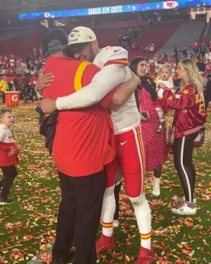 Eric Stonestreet Instagram - A montage if you will of some happy embraces. Not only are these guys champions, they are great guys and it starts at the top with the Hunt family. I’ve never loved a team or a sport more and to have this window of success right now with coach and Patrick and this team makes this 51 year old feel like an 8 year old on a never ending Christmas Eve! Congratulations to all the people that truly put in all the hard work to give us this amazing life experience and to their families that support them! #chiefskingdom