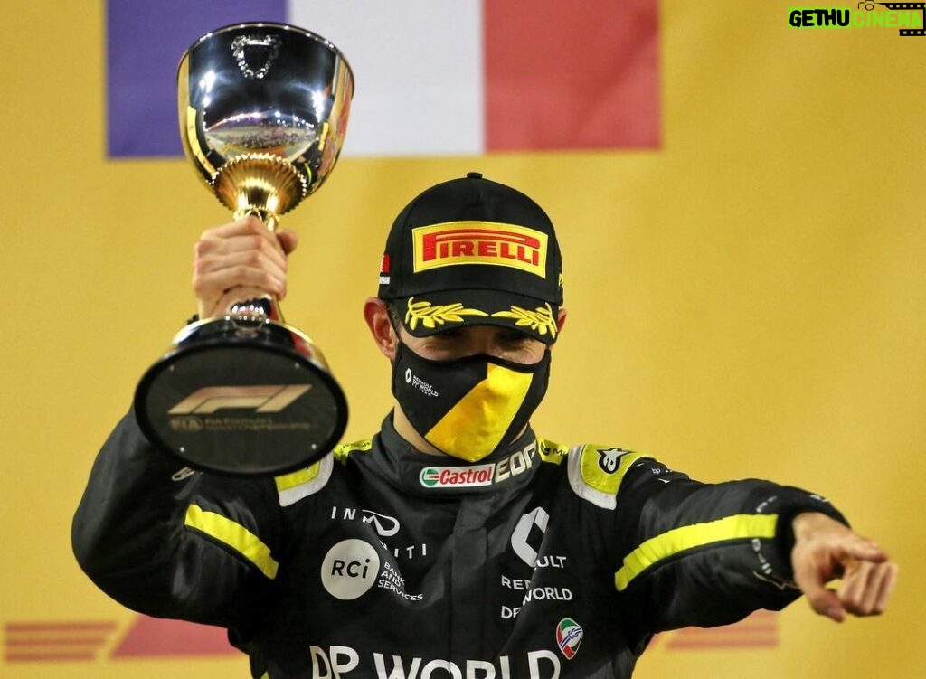 Esteban Ocon Instagram - What a moment what a journey, thank you to everyone for your support it hasn’t been the smoothest season but the hard work finally paid off🔥 #P2 @renaultf1team Bahrain International Circuit
