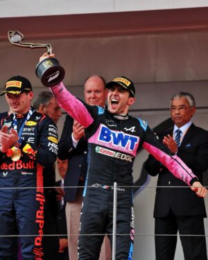 Esteban Ocon Instagram - PODIUM IN MONACO!!!! 🏆 YESSSSSSS!!! I am speechless!! Amazing work from my team @alpinef1team all weekend.. this podium is for you. 💙 Un grand merci à tous ceux qui ont été derrière nous depuis le début! Let’s gooooo