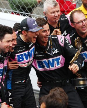 Esteban Ocon Instagram - PODIUM IN MONACO!!!! 🏆 YESSSSSSS!!! I am speechless!! Amazing work from my team @alpinef1team all weekend.. this podium is for you. 💙 Un grand merci à tous ceux qui ont été derrière nous depuis le début! Let’s gooooo