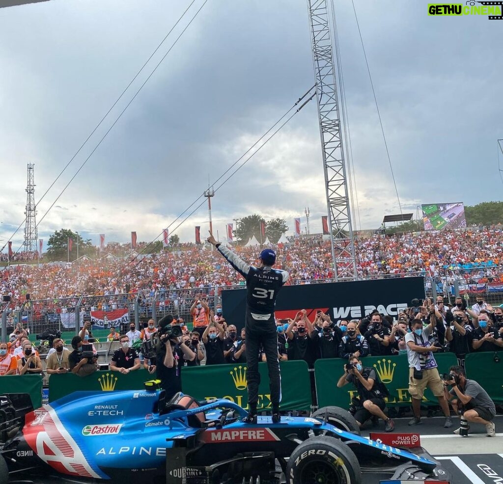 Esteban Ocon Instagram - I don’t know what to write I’m lost for words, we just won the Hungarian @f1 Grand Prix i will forever remember this moment !!🔥 Thank you to @alpinef1team without them I would not have make it, and what a drive by the legend himself @fernandoalo_oficial he’s part of this too 🔥🔥 #EO31 #P1 Budapest, Hungary