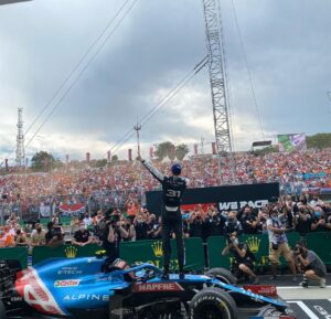 Esteban Ocon Instagram - I don’t know what to write I’m lost for words, we just won the Hungarian @f1 Grand Prix i will forever remember this moment !!🔥
Thank you to @alpinef1team without them I would not have make it, and what a drive by the legend himself @fernandoalo_oficial he’s part of this too 🔥🔥 #EO31 #P1