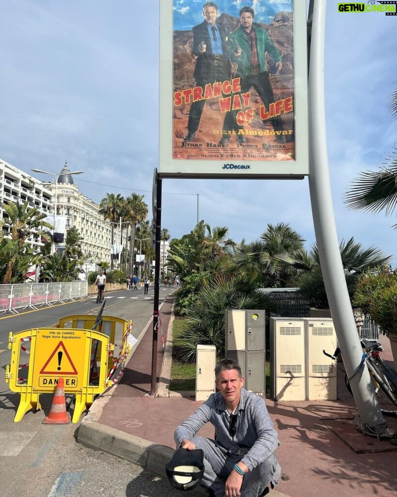 Ethan Hawke Instagram - Snapshots from a few days in Cannes. A pleasure to be there again, and especially alongside the maestro Pedro Almodóvar. #StrangeWayOfLife @festivaldecannes