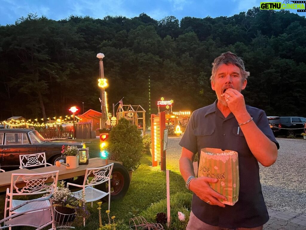 Ethan Hawke Instagram - nothing beats a drive-in movie theater… a blast to see the new Indiana Jones movie outdoors!