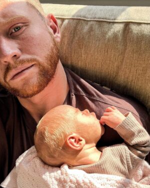 Ethan Payne Instagram - Nobody asked but took this picture yesterday because I actually got quite emotional during the moment. My baby girl hasn’t slept on me like this since she was tiny, I know she’s only 6 months old but I thought she’d grown out of that comfort however we enjoyed a good hour of cuddles just like we used to 💕