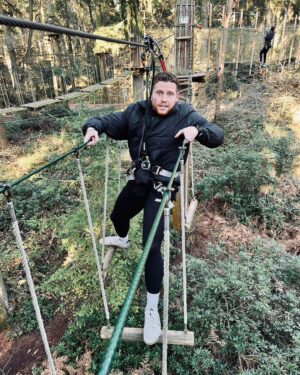 Ethan Payne Instagram - our first trip away, saw some seals, drank some pints, jumped out a few trees and loved every moment 🌳🦭🍺