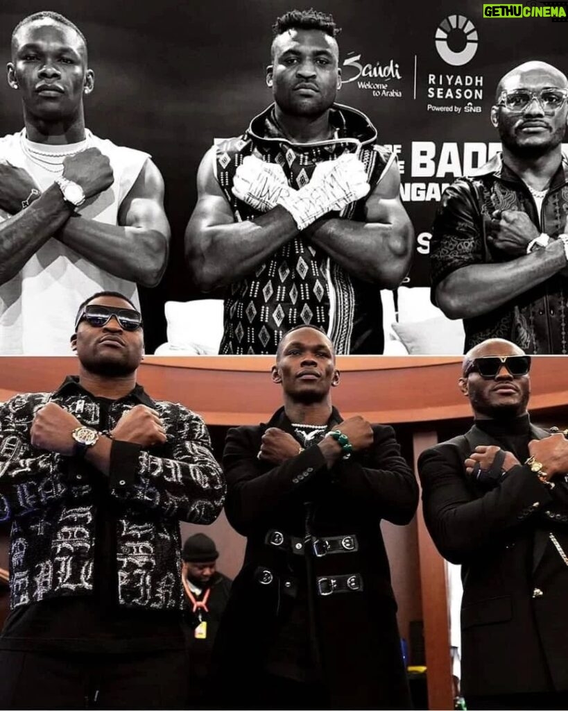 Francis Ngannou Instagram - WAKANDA 4 EVER. 🤴🤴🤴 #3kings 🌍 🇳🇬🇨🇲🇳🇬