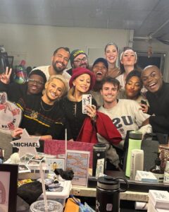 Frankie Grande Instagram - thaaaank you sis @arianagrande for coming to hang out with all of us dweebs at @titaniquemusical 😘😘😘 love youuuu 💕🫧