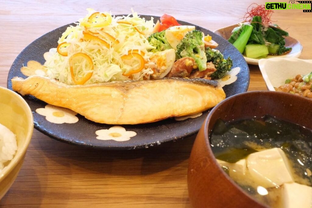 Fumino Kimura Instagram - *** 今日の朝ごはんでした。 朝寒くて中々お布団から出られず うだうだーってごはん炊いてー お味噌汁作ってーってしてたら 身体が温まってきて 何とか楽しく作れました！ 身体動かすって大事ですね🫣 焼きサケ 山盛りキャベツとトマト ブロッコリーとゆで卵と ウィンナーのホットサラダ チンゲンサイのお浸し お塩で食べる納豆 わかめとお豆腐のおみそ汁 なるべく温かくして 足もとに気を付けて早めに帰ってね☃️✨