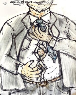 Gabbie Hanna Instagram - Inktober Day 2: Suit (in honor of the late, great fat guy in a little coat, Chris Farley) #inktober #inktober2021 #inktoberday2 #art #snl #chrisfarley