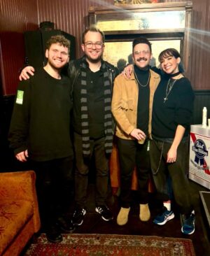 Gabbie Hanna Instagram - There will be many posts about the magical night of 2.22.22, but the first has to be about this band right here. I’ve gotten so many texts about this group of talented dudes, but you don’t understand just how talented they are. I met these men less than two weeks ago, our first of 4 rehearsals was 10 days before the show. They’re professional, they’re multifaceted, and they’re *fun.* I was only able to do what I’ve been dreaming of doing because of their patience and hard work. Guys I literally have no idea what the fuck I’m doing, I’m pretty sure you all know that. They provided the space for me to just be me. Never a complaint, never an attitude, never judgement, just a good time and a good job. They helped me build this show and reimagine my old tracks effortlessly, and then rolled with it when I rearranged half the set list on stage. I feel proud of us and lucky to have had them there, they’re a vibe 🤟
@nickdiioriomusic - bass, MD, hype man, voice in my ear, overall such a positive presence 🙌🏻
@jonasstreffer - percussion but also so much more than that… put in a ton of work on a very short timeline making sure this show functioned, heartbeat of the set in many ways
@calebhulin - damn what a difference have a sick af guitarist makes. Gave these songs an extra breath of life 🦋 ~handles shit~ on and off stage
*special shout out to the homie @jmsey for connecting me with the right people and throwing me a rope. ENJOY TOUR U LOVELY MOTHERFUCKER 💙