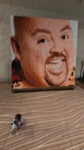 Gabriel Iglesias Instagram - My dogs have no chill 😂 Thank u @hair.brained.ideas for this awesome Fluffy art w/ Rubiks cubes.