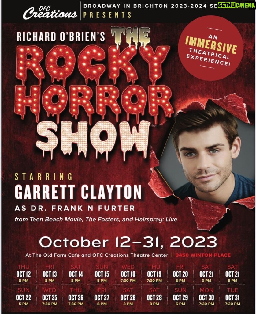 Garrett Clayton Instagram - So excited to be joining @ofccreations this October in Rocky Horror as Dr. Franken N Furter in Rochester NY! 🥳♥️ tickets on sale now!