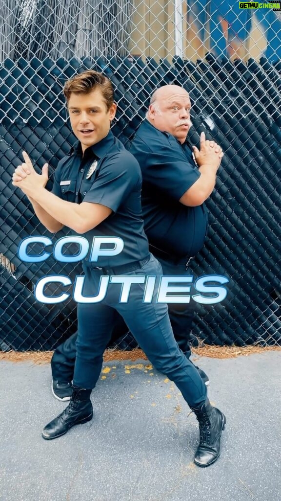 Garrett Clayton Instagram - that’s officer cuties to you #copcuties #therookie 👮🏻‍♂️ @therookieabc @garrettclayton1 Los Angeles, California