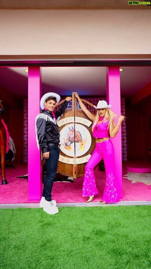 Garrett Clayton Instagram - Introducing: Dancer Barbie and Ken😱🩷 •Who’s excited to see @barbiethemovie @airbnb ?!? #barbie #ken #barbiemovie #barbiehouse #dance #padam #kylieminogue