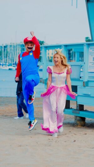 Garrett Clayton Instagram - I can’t believe Mario and Princess Peach were at the beach today😱
•Who’s your favorite character?! 👨🏻👸🏼🍄🐢🐲
#mario #princesspeach #supermario #love #dance #beach