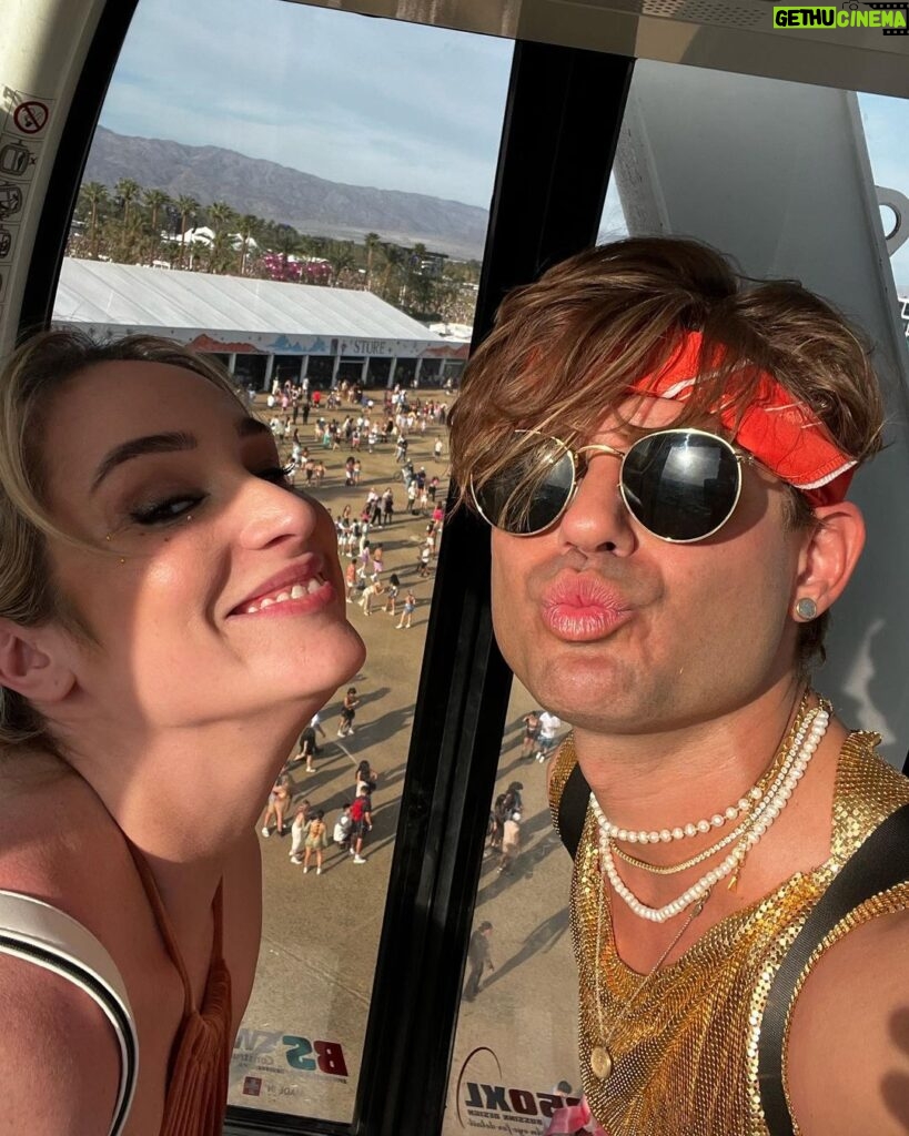 Garrett Clayton Instagram - #coachella with my ride or die @emmahunton so far 😊 #coachella2023 BIG shoutout to @electrolit for hooking us up! ♥️😍😍🙌