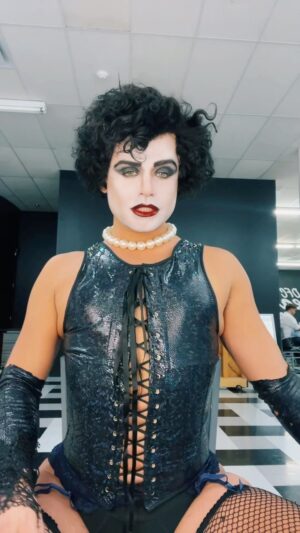 Garrett Clayton Instagram - October hits and #frankenfurter is ready 👄👠💄 what’s your costume this year?! 

If you’re in or near Rochester NY come see us in #RockyHorror at @ofccreations starting October 12th it’s gonna be badass 🙌

Shoutout to @kitty_lipski for this brilliant costume AND SHES SOMEHOW NOT DONE MAKING IT MORE AMAZING