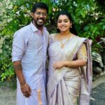Gayathri Yuvraaj Instagram - Cheers to 13 years of love, laughter, and endless adventures with my amazing husband @yuvi_smart Grateful for every moment we’ve shared and excited for the many more ahead! Love you Mr Pattu ❤️ @yuvi_smart Couple outfit @sreekamakshisilk blouse design @elitebridalstore 💑🎉 ##manymoretocome❤ #loveyouforever AnniversaryBliss #LuckyInLove”