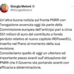 Giorgia Meloni Instagram - Un ulteriore ed importante passo avanti sull’attuazione del PNRR che il Governo sta portando avanti con efficacia e determinazione.