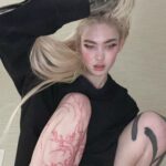 Grimes Instagram - Obligatory "plz listen to new music " post (link in bio) Altho I do genuinely love and adore this song ngl, @anyma - if I ever get to do a video for it rly feeling some sci fi phantom of the opera thing where I'm the phantom and we're the only two ppl left on a giant spacecraft that's lost contact. Like toxic horror pseudo Victorian gay space romance. Ps so stoked w this tattoo by @caidasindesamparo - got a bunch of amazing pics of it yesterday 🙏🏻 I am marveling at this masterpiece on my leg 🚀🪐🤍