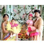 Gurmeet Choudhary Instagram - Bappa is home ❤️ “Ganpati Bappa Moreya” Happy Ganesh Chaturthi to everyone, have faith and stay blessed 🙏 Styledby: @stylebysugandhasood Outfitby: @mardbyabusandeep Debinas outfit : Styledby: @stylebysugandhasood @teamsugandhasood Outfitby: @gulabobyabusandeep Jewellery: @rimayu07 . . . . #ganpatibappamorya