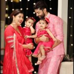 Gurmeet Choudhary Instagram - When the whole family is in town it’s indeed a very Happy Diwali ✨❤️ Wishing you all love, light and happiness always 🥰 . . Debina wearing @aachho Gurmeet wearing @saundhindia Babies wearing @monkandmei @meizuluxury . . #HappyDiwali #Family #BetterTogether